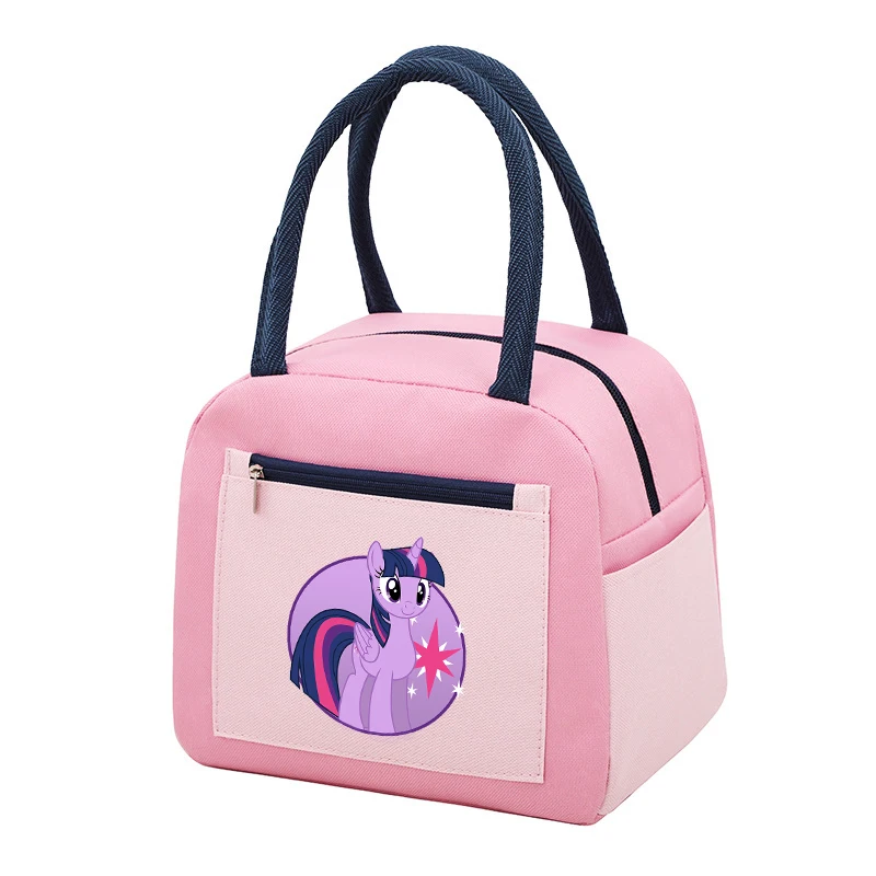 My Little Ponys bambini Cute Lunch Bag Kid Cartoon Casual Food Insulation Bags Anime Printed Large Capacity Handbag Kawaii Gift