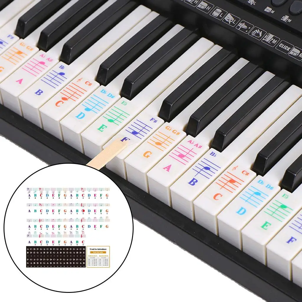 Sticker Music Stickers Removable Visual Tool Stickers for 88/61/54/49 Beginner Enthusiasts