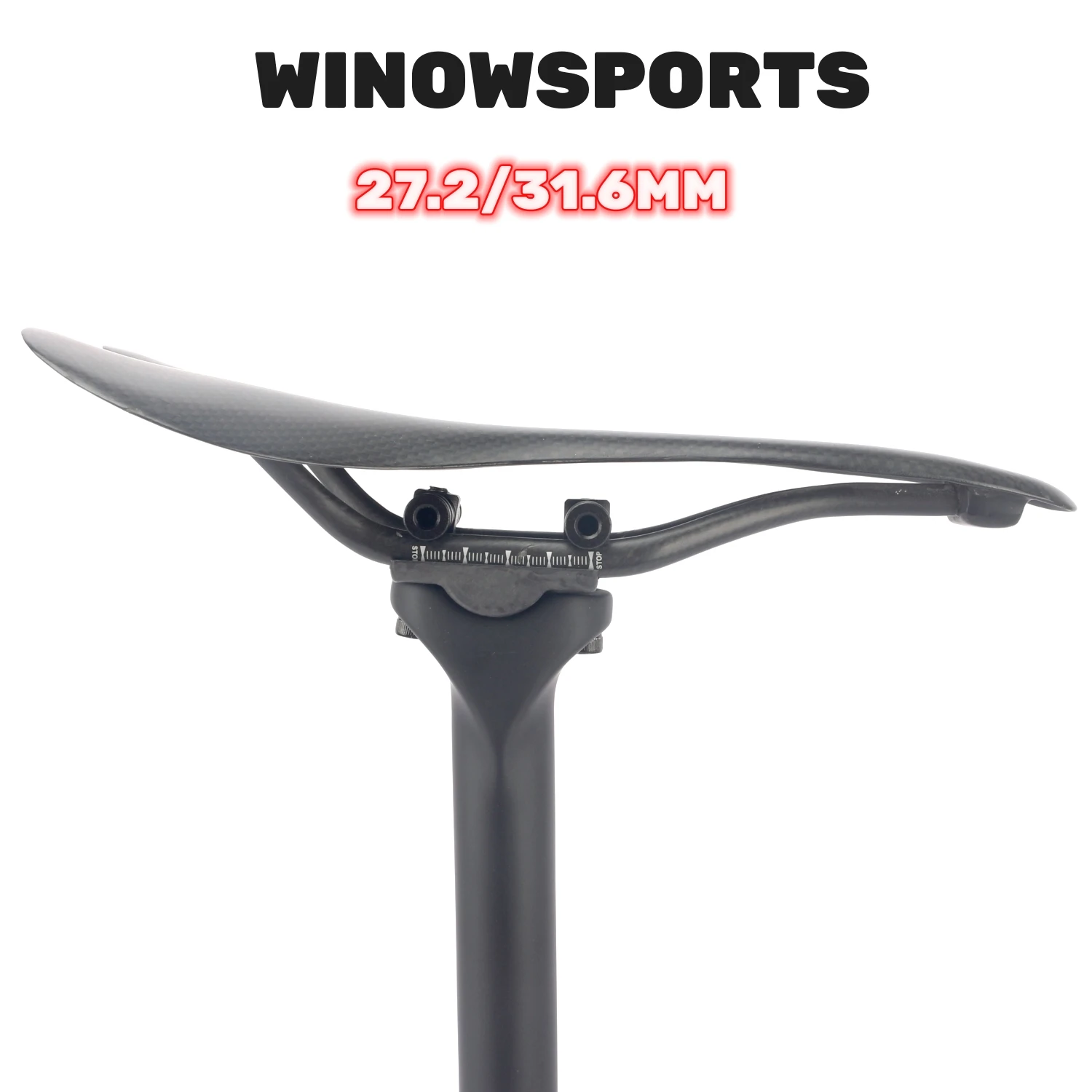 

Winowsports MTB Carbon Fiber Seat Post 27.2/31.6mm Mountain/Road Bike Seatpost Length 380mm Seat Tube Carbon Rail Bicycle Parts