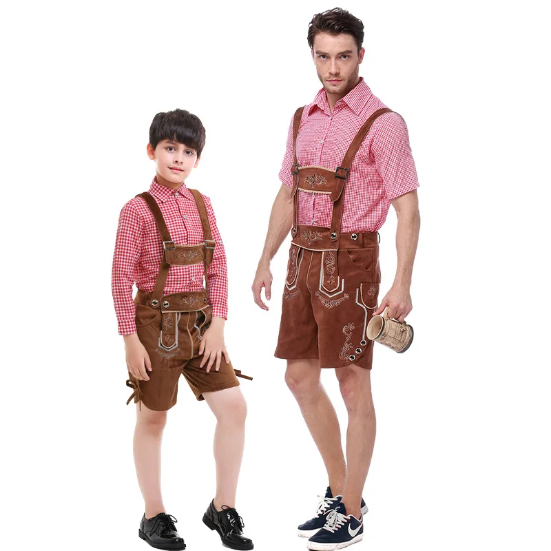 

Oktoberfest Costume Lederhosen Bavarian Shorts German Beer Festival Suit Halloween Mardi Gras Costume Outfit for Kids Boys Men