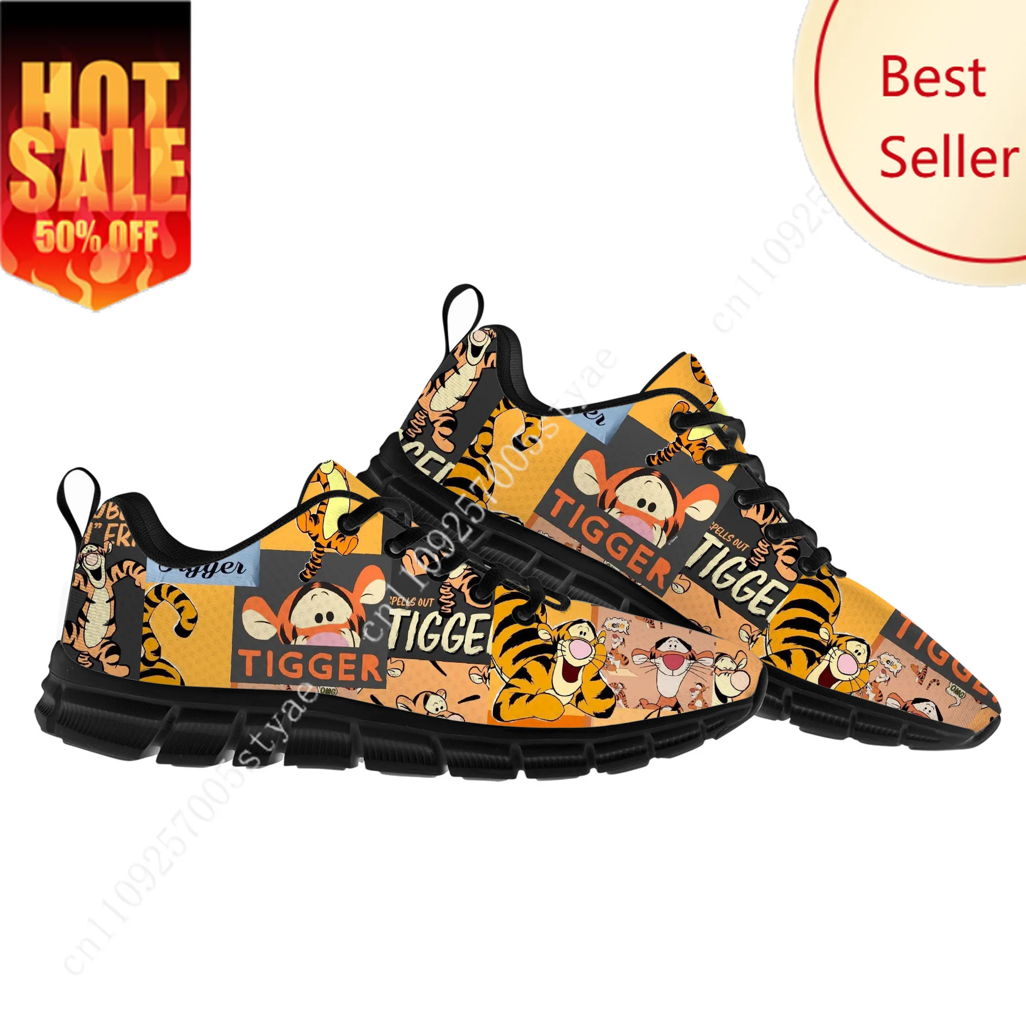 

Tigger Sports Shoes Disney Cartoon Decorate Sneakers Design Your Photo Logo Text Party Holiday Gifts Custom Shoe