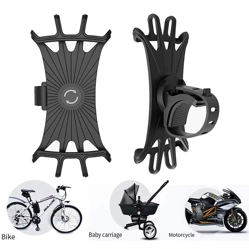 Soporte para teléfono inteligente con rotación de 360 grados, soporte para teléfono móvil, GPS, soporte de silicona para motocicleta, bicicleta y Scooter para todos los teléfonos
