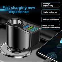 66W 4-In-1 Car Charger Type C PD 3.1A USB Super Fast Charging Phone Charger with Battery Voltage With 2 USB Ports Adapter