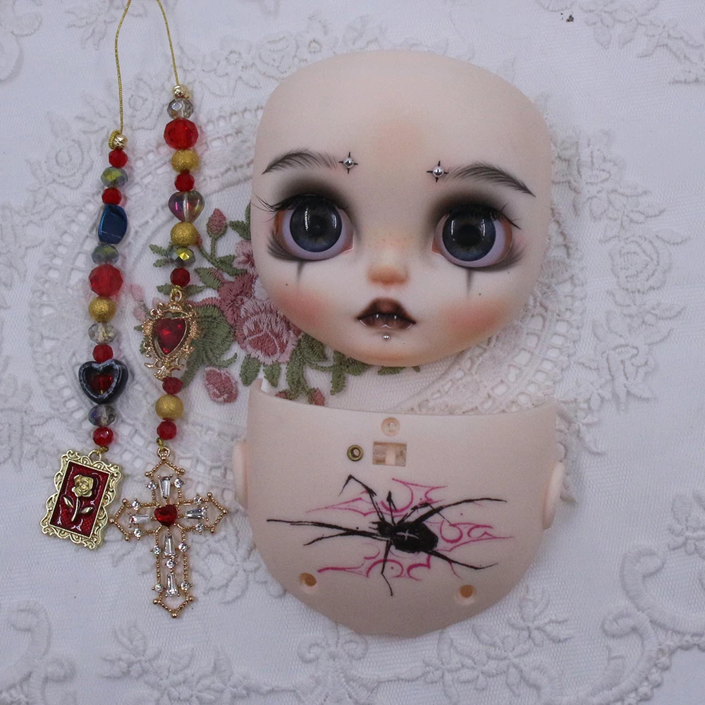 ICY DBS Blyth 1/6 Hand Painted Makeup White Skin White Eyelashes Cute Doll Face with Screws and Cute Rope DIY Toys SD