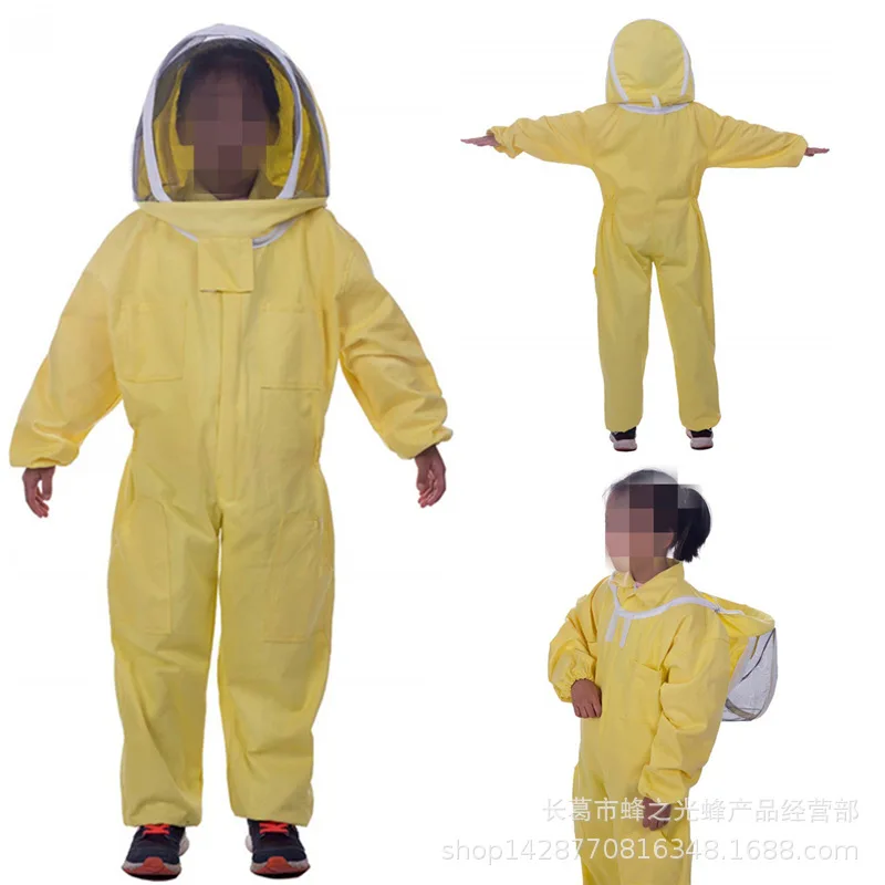 New Professional Ventilated Full Body Beekeeping Bee Keeping Suit with Leather Gloves Green Color Child Beekeeping Protective