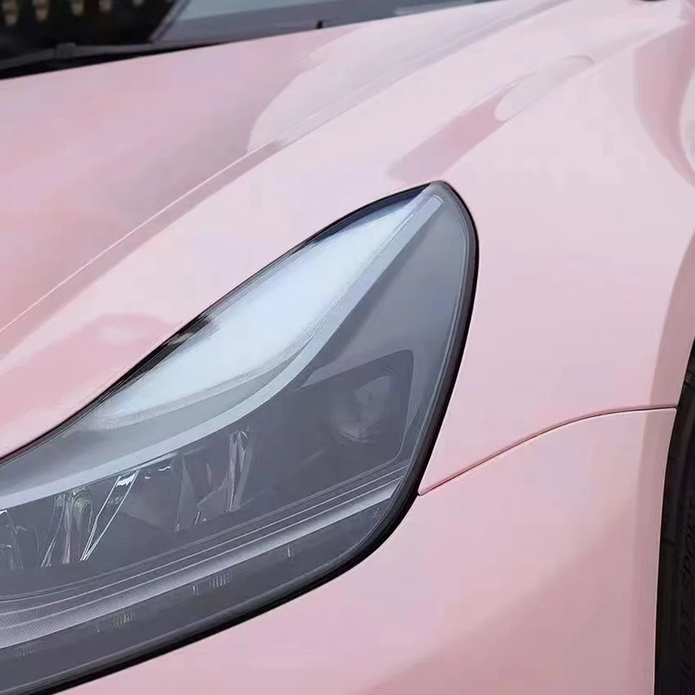 PET Liner Baby Pink Custom Wrap Glossy Crystal Vinyl Carbon Fiber Adhesive