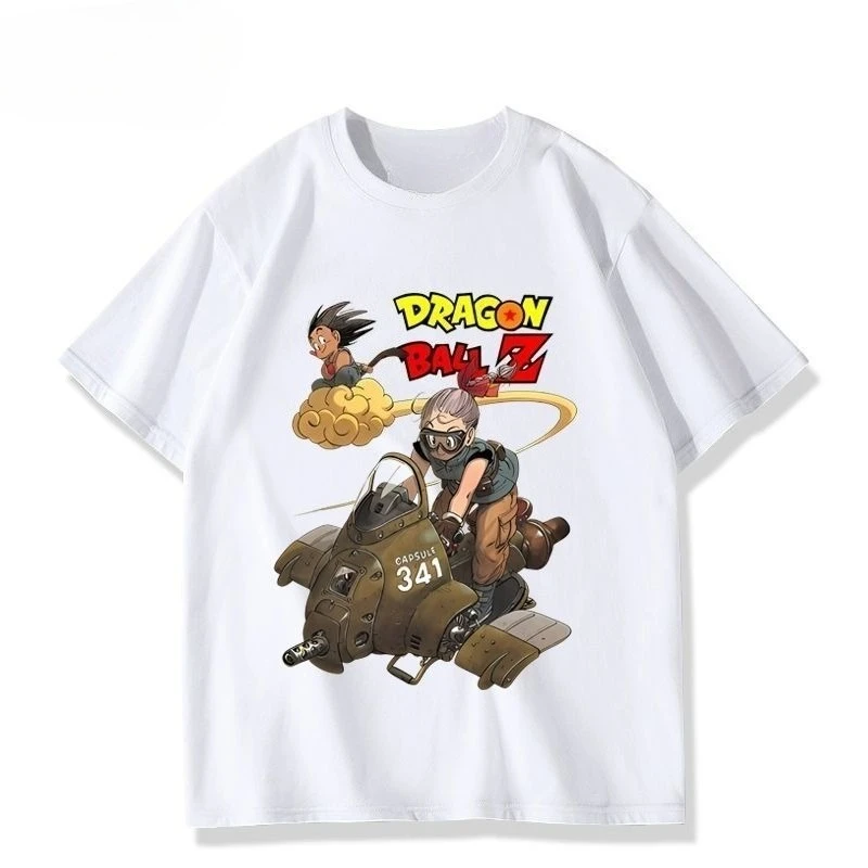 Bandai Japanese Cartoon Dragon Ball Bulma Anime T-shirt for Men Women Summer Cotton Short Sleeve Tops