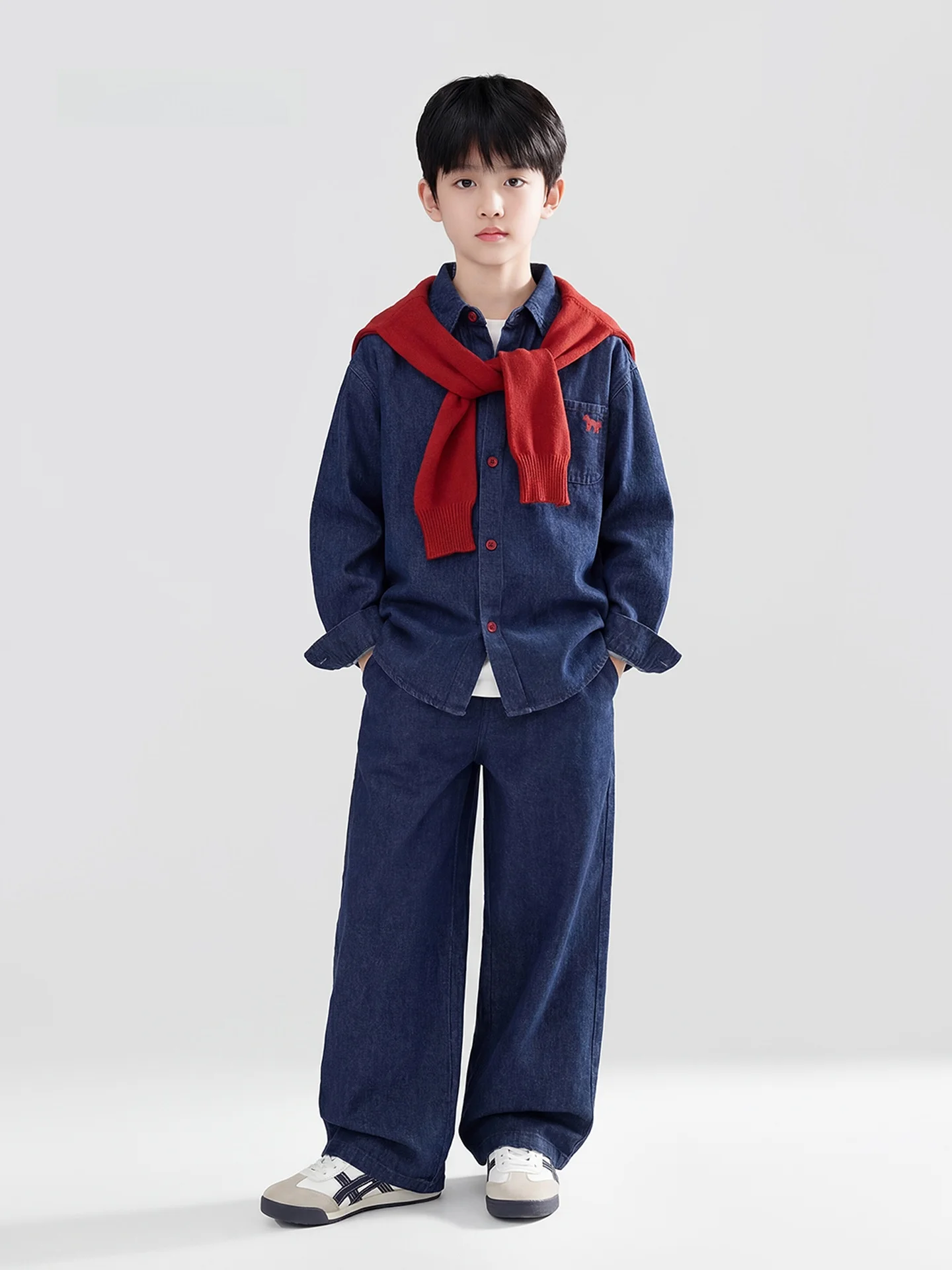 Fashionable Spring Autumn Boys Girls Denim Clothing Set Casual Cotton Polyester Kids Outfit Big Kids Handsome Children's Wear