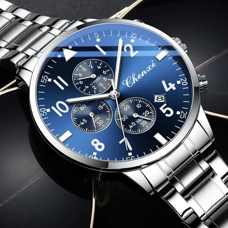 CHENXI CX-937 Men's Quartz Watch 40mm Stainless Steel Chronograph