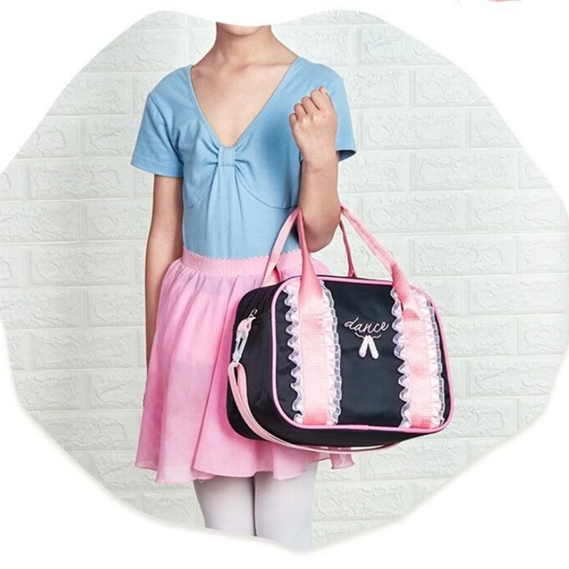 Bolsas de baile para niños, bolsos de hombro para niños, mochilas de Ballet latino, Satchel estampado, zapatos de encaje de princesa, tote, NAB174