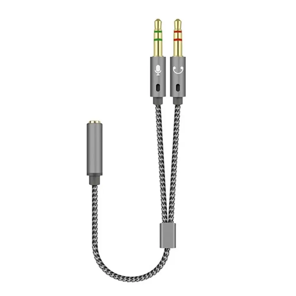Phone Headphone Cable 3.5mm Male Headphone Jack Mic Audio Cable Cable Converter Y Splitter Cable 1 Female to 2 Male AUX Cable