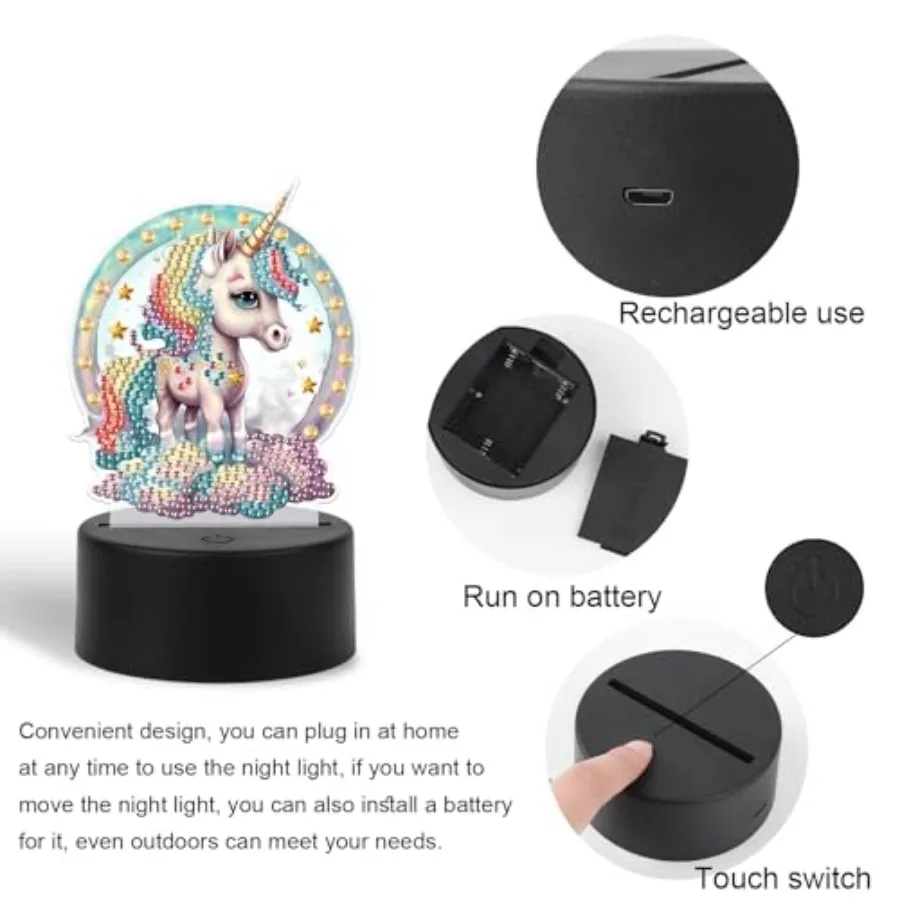 Diamond Painting Night Light Diamond Art Table Lamps Gem Art LED Lights Gem Painting Desk Lamp Mosaic Kits for Adults DIY Kits view 6