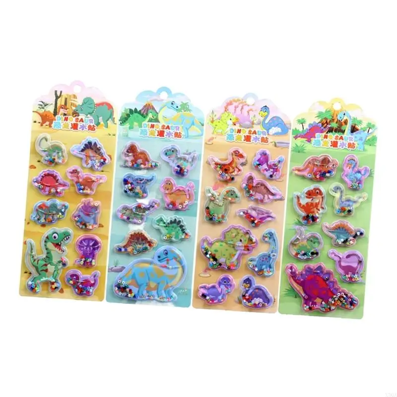 Embossed Cartoon Sticker Water Filled PVC Foam Sticker for Water Bottle Pencil Case Notebook Kids Room Wall Decoration 