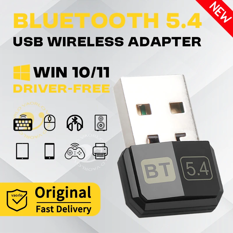 

USB Bluetooth 5.4 Adapter For PC/Laptop Mouse Keyboard Speaker Transmitter Mini Wireless Receiver Dongle For Win10/11 DriverFree