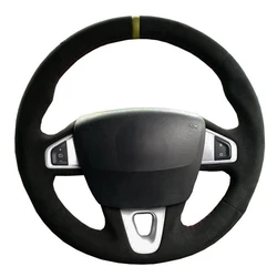 Car Steering Wheel Cover DIY Black Genuine Leather Suede For Renault Megane 3 (Coupe) RS 2010 2011 2012 2013 2014 2015 2016