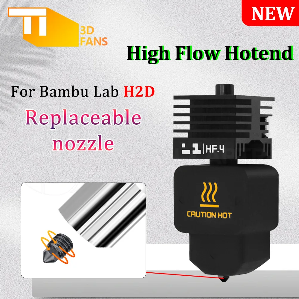 

NEW Upgrade H2D High Flow Hotend For Bambu Lab H2D High flow hotend kit 0.2/0.4/0.6/0.8mm Hardened Steel Nozzle 3D Printer Parts