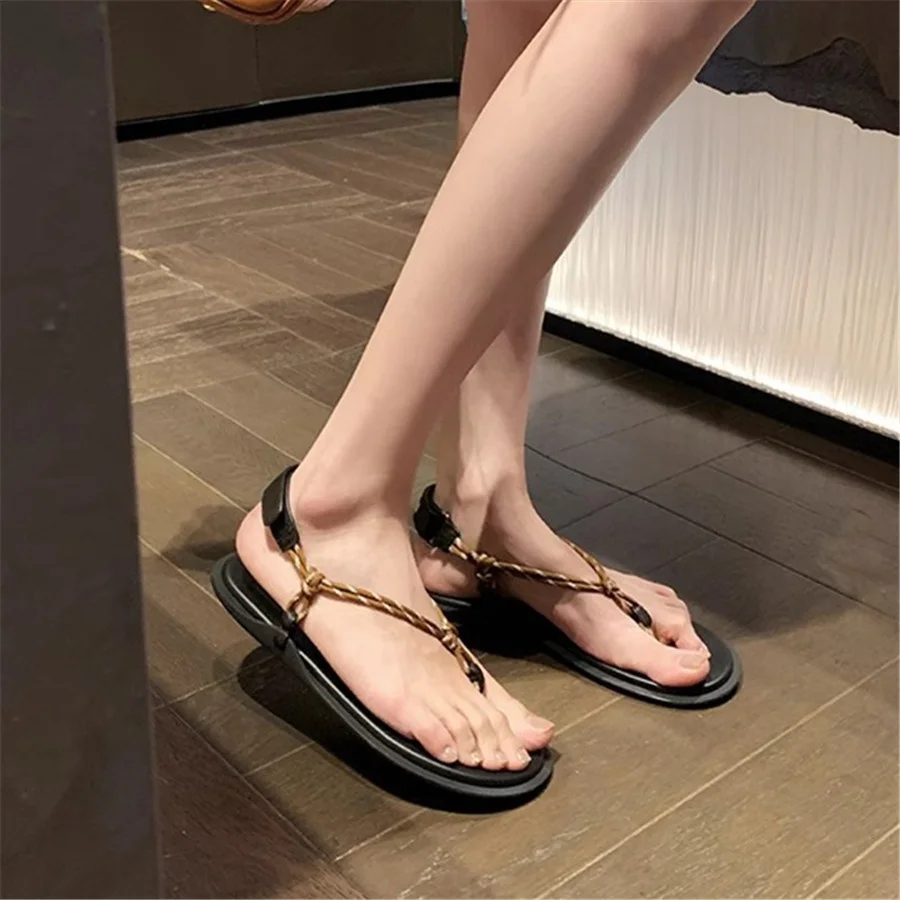 Retro Rope Women Sandals Ladies Casual Flat Shoes Summer Beach Flats Sandalias Mujer 2024 New Holiday Vacation Flip Flops