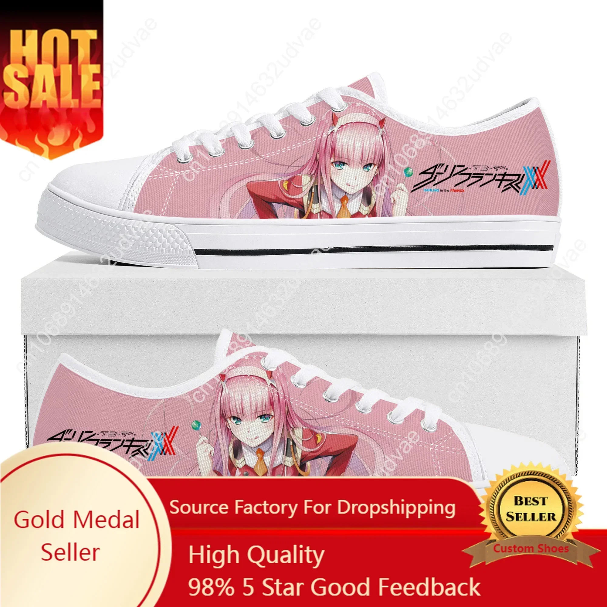 DARLING In The FRANXX Zero Two Low Top Sneakers High Quality Mens Womens Canvas Sneaker Couple Casual Shoes Custom Shoe