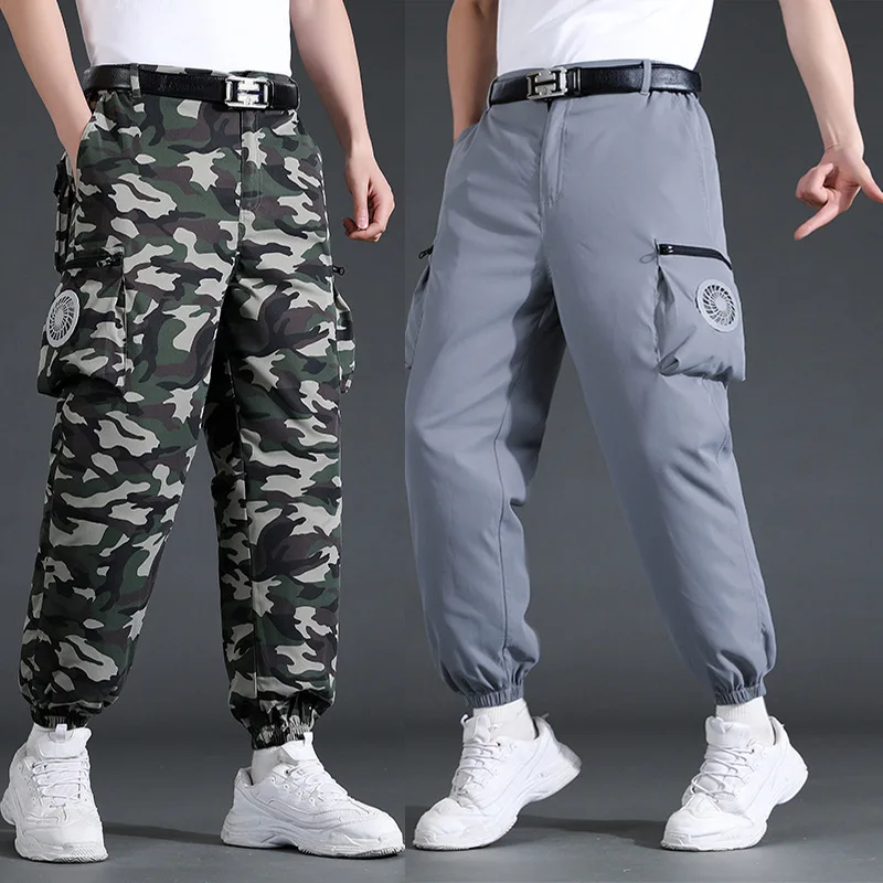 Hot sale heatstroke prevention and cooling air conditioning pants men\'s pants summer style with fan pants for outdoor workers