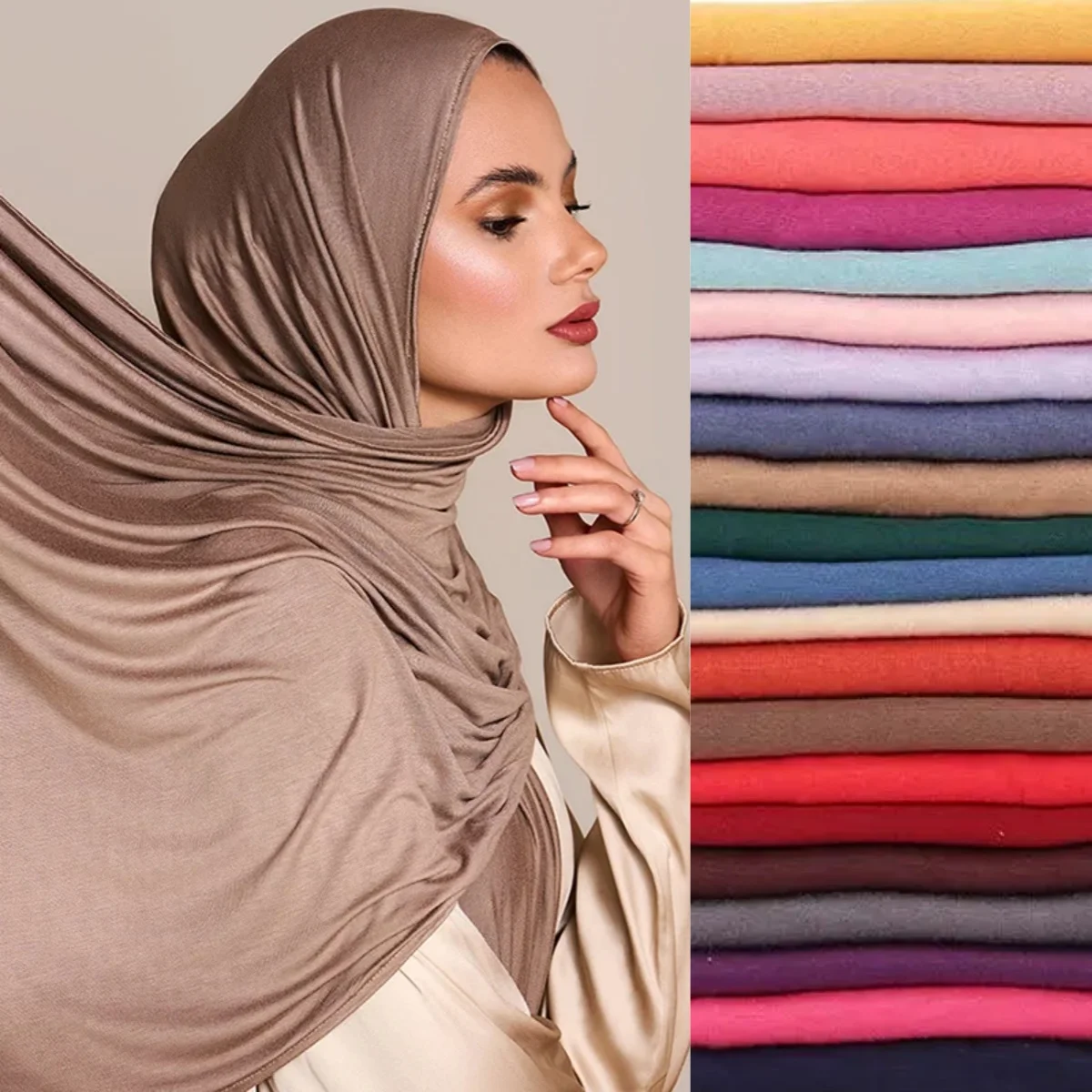 Écharpe Hijab en Jersey de Coton Modal pour Femme, Long Châle Musulman de Ramadan, Turban Doux Uni, Bandeau de Sauna Africain, 170x60cm