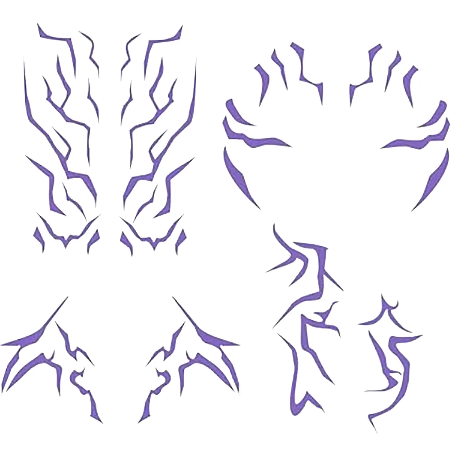 Temporäre Tattoos mit violettem Farbverlauf – realistische wasserfeste Körperkunst, geeignet für Cosplay, Halloween und Party-Make-up (5 Stück)