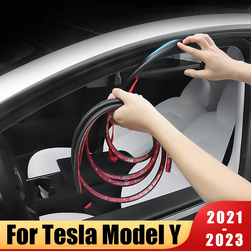 For Tesla Model Y 2021 2022 2023 Car Door Rubber Seal Strip Kit Noise Insulation Trunk Hood A B Pillar Trim Sealing Accessories