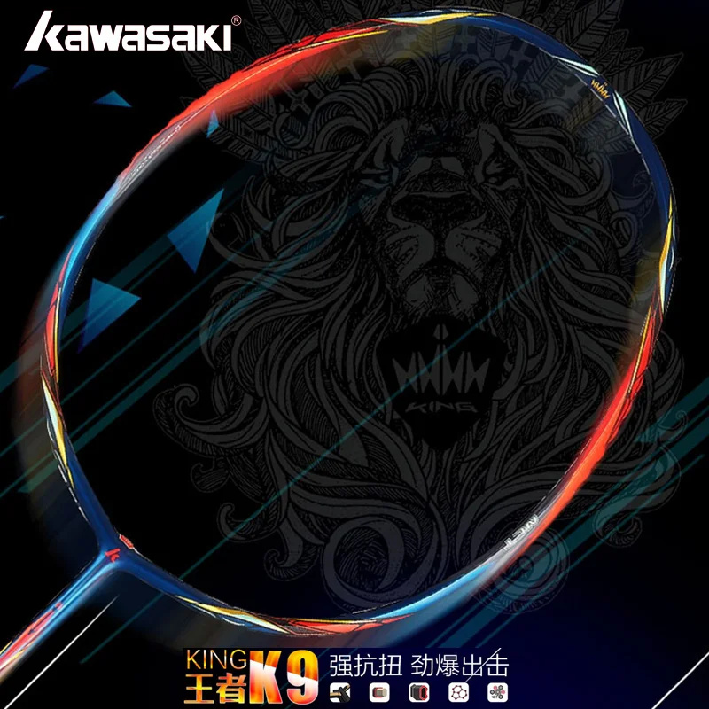 Kawasaki KING K9 4U Badminton Racket Professional T-Join Power All-around Speed&Attack Kawasaki Badminton Racket