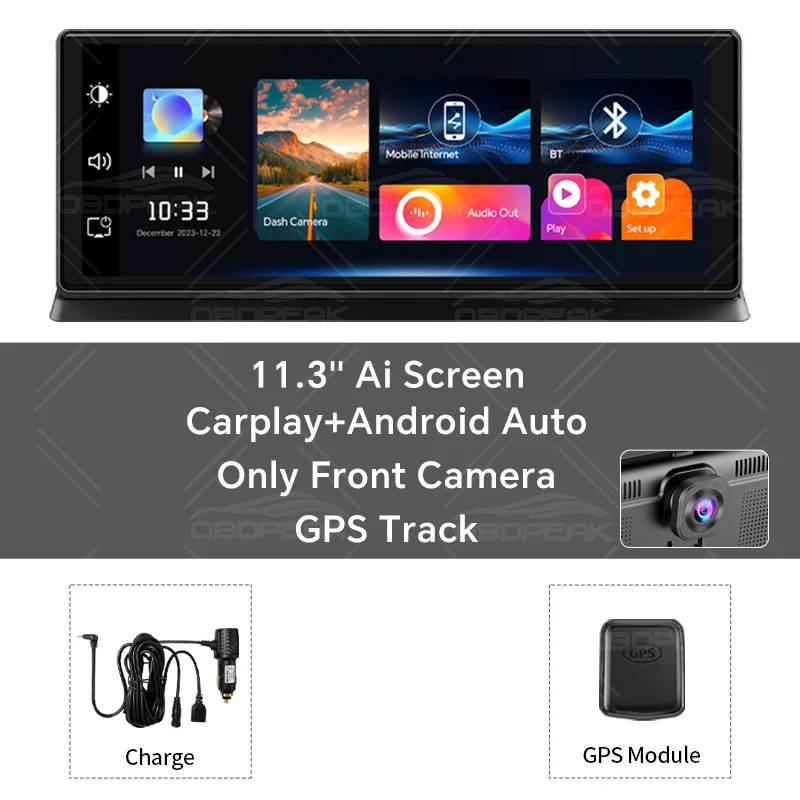 K2 Pro 11.3 "Auto DVR 4K Camera Draadloze Carplay Android auto Ai Scherm Dash Cam Dual Len Video recorder GPS Navigatie Dashboard