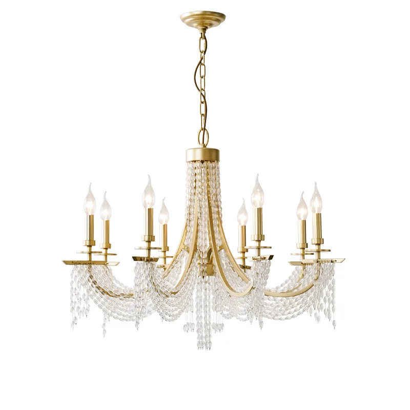 American candle crystal chandelier living room bedroom room French villa restaurant art light luxury style image 2