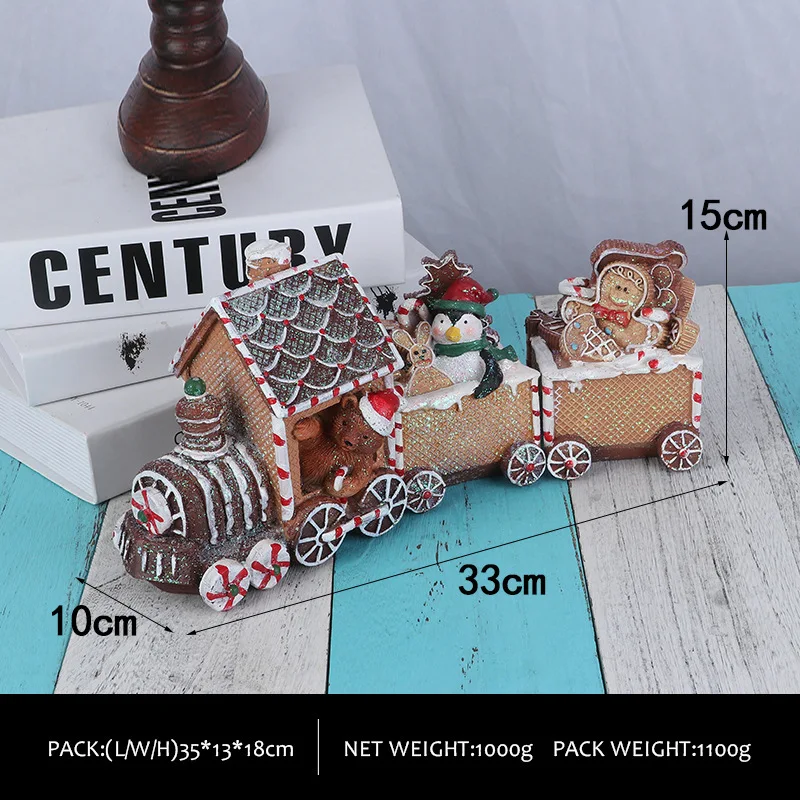 الزنجبيل قطار زينة عيد الميلاد احتفالي الراتنج منضدية محور عطلة غريب الأطوار عرض لغرفة المعيشة/نافذة متجر ديكور