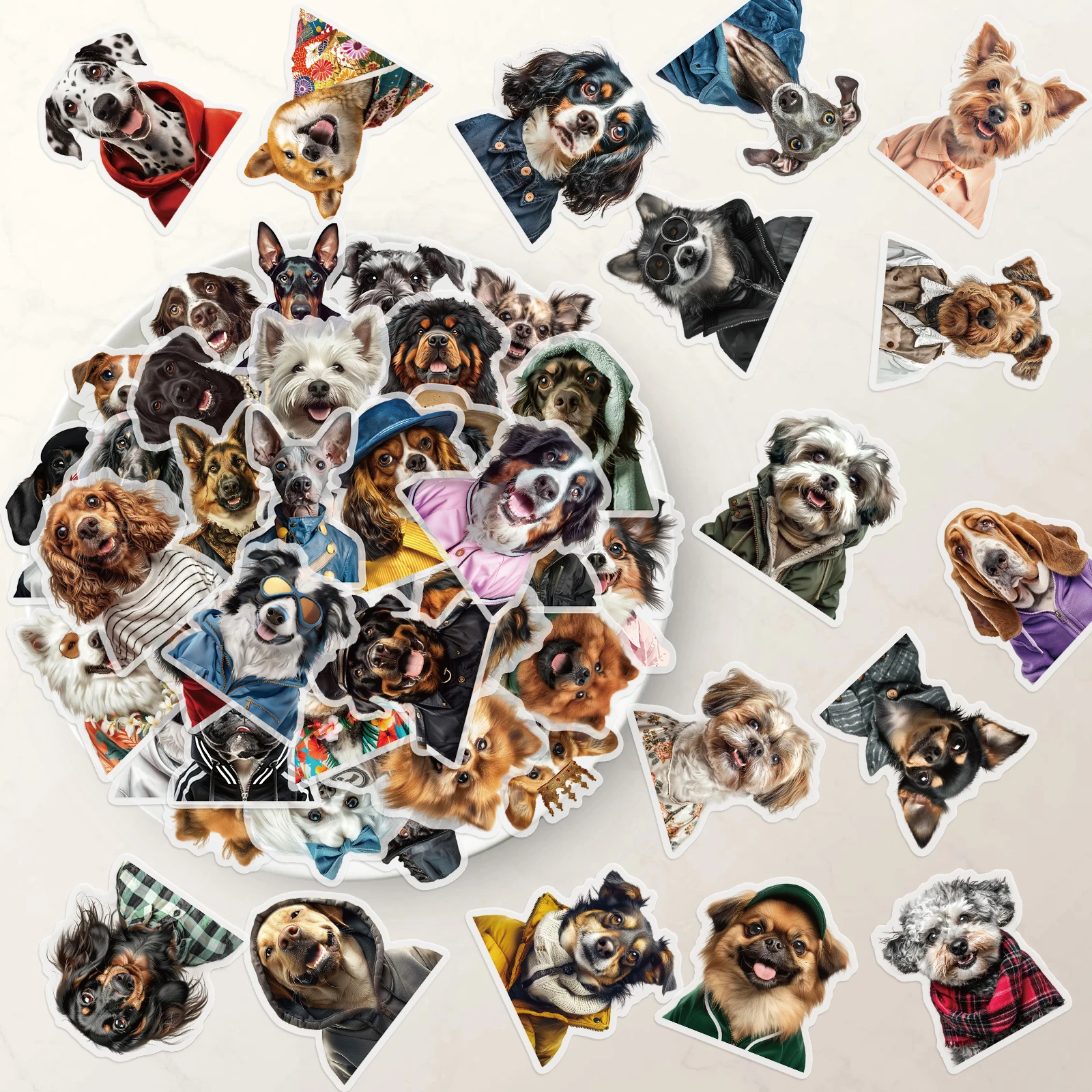 50PCS Funny Dog Portraits Stickers Transparent Exquisite Transparent Stickers Hand Account Material Phone Case Notebook Luggage