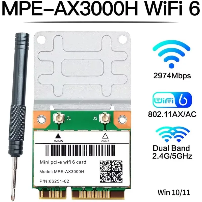 MPE-AX3000H 3000Mbps 802.11 AX Dual Band BT5.0 AX210HMW Mini PCI-E Adapter WiFi 6 Network Card  AX210