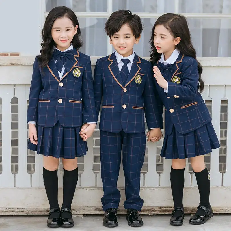 Uniforme scolastica britannica Uniforme per asilo Indossare bambini Abbigliamento per la scuola primaria Studenti Bambini Costume da coro 4 pezzi Set Customes