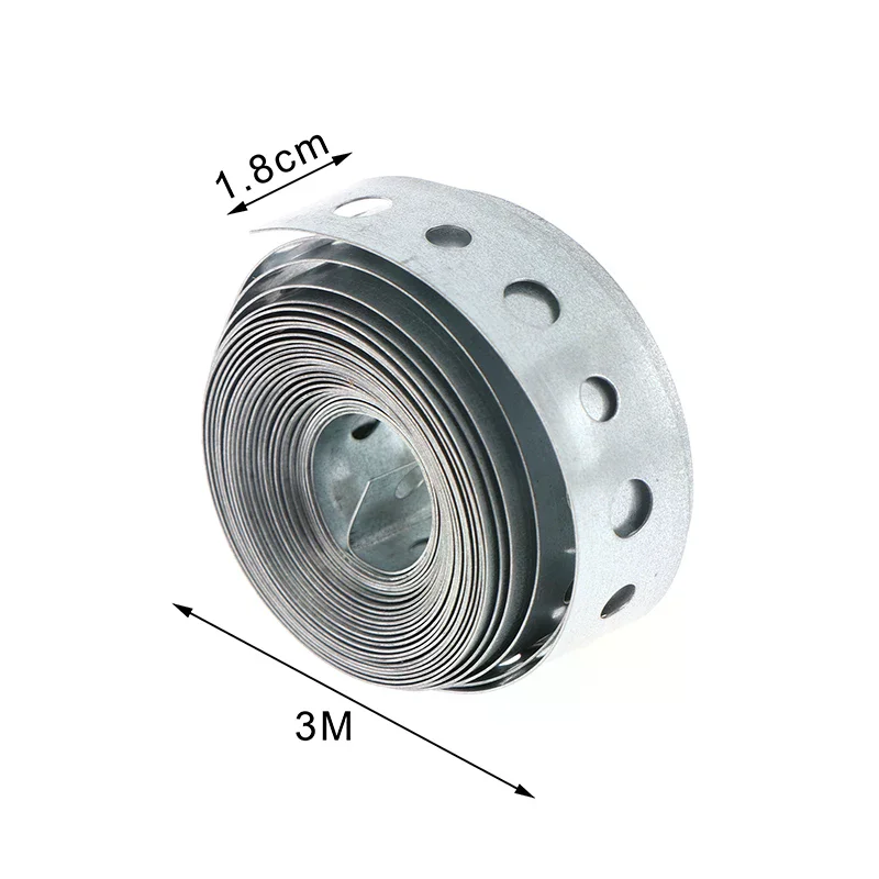 1 لفة شريط فولاذي مجلفن حزام شماعات شريط معدني متعدد الفتحات مثقوب مسبقًا للأنابيب يدعم التعليق والصفائح المعدنية