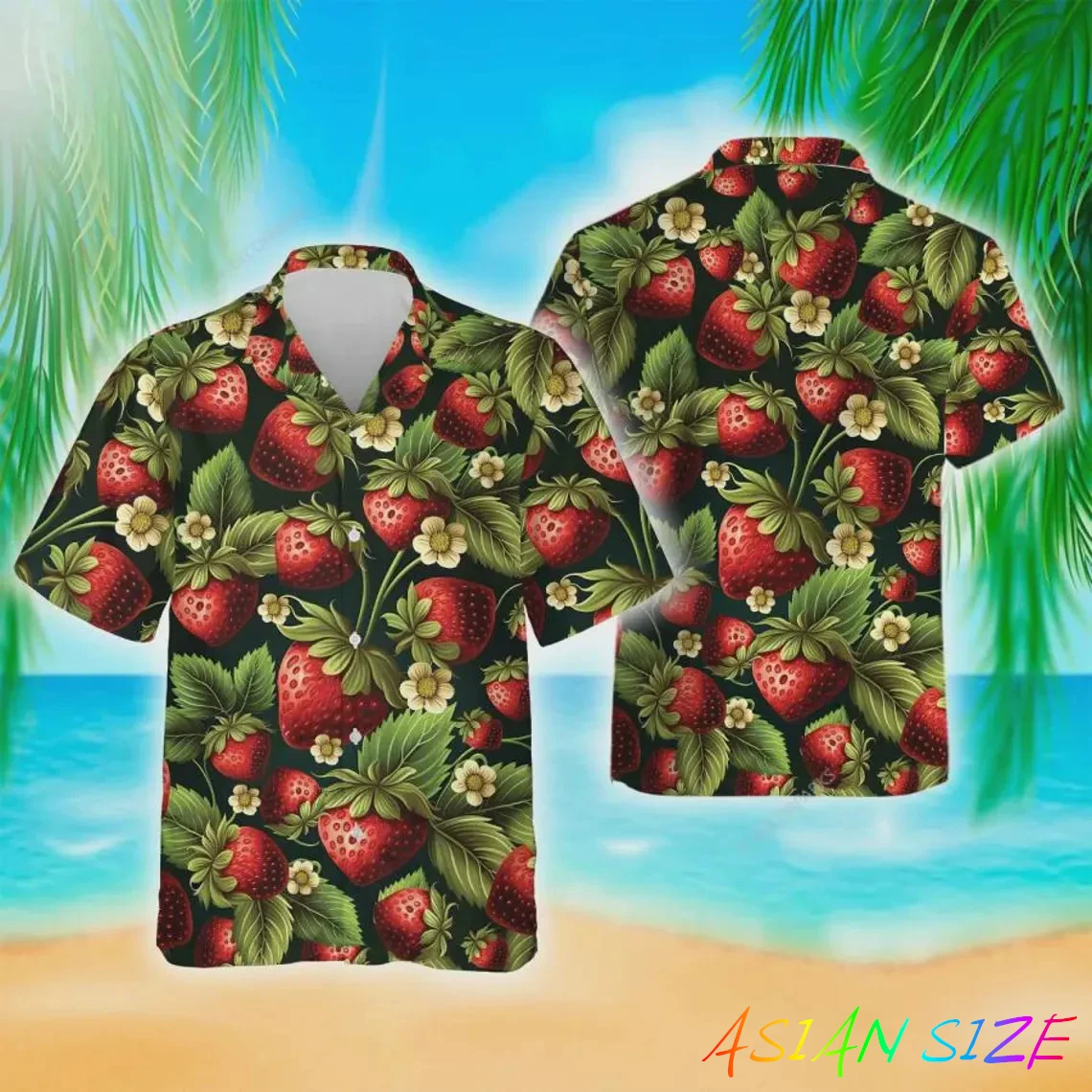 

Men's Breath Shirts Turn Down Collar Cartoon Fruits Hawaiian Shirt Oversized Harajuku Blouses Summer Hawaii Beach Party Camisa