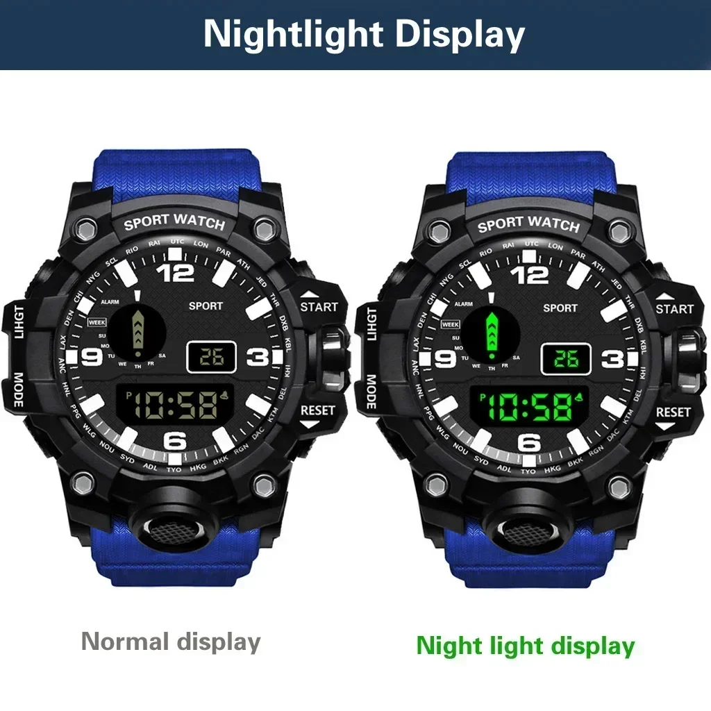 Men\'s Watch LED Digital Men Sport Watches Fitness Electronic Watch Multifunction Sports Watches Clock Kids Gifts