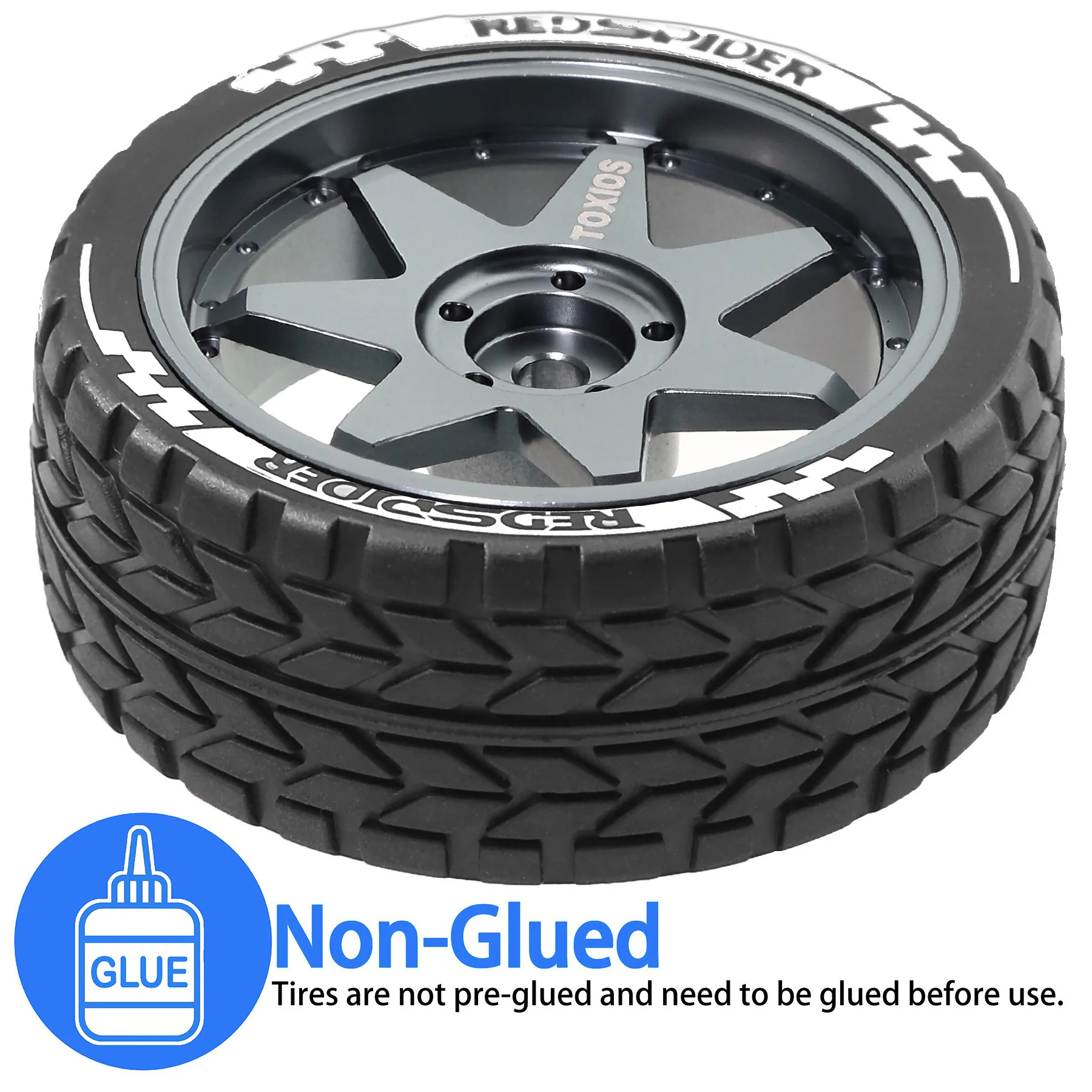 1/10 RC Racing Mate Wheels Tires Set - 12mm Hex Metal Rims for Tamiya TT01/TT02/XV01/XV02 HSP HPI Kyosho - On-Road Car Upgrade