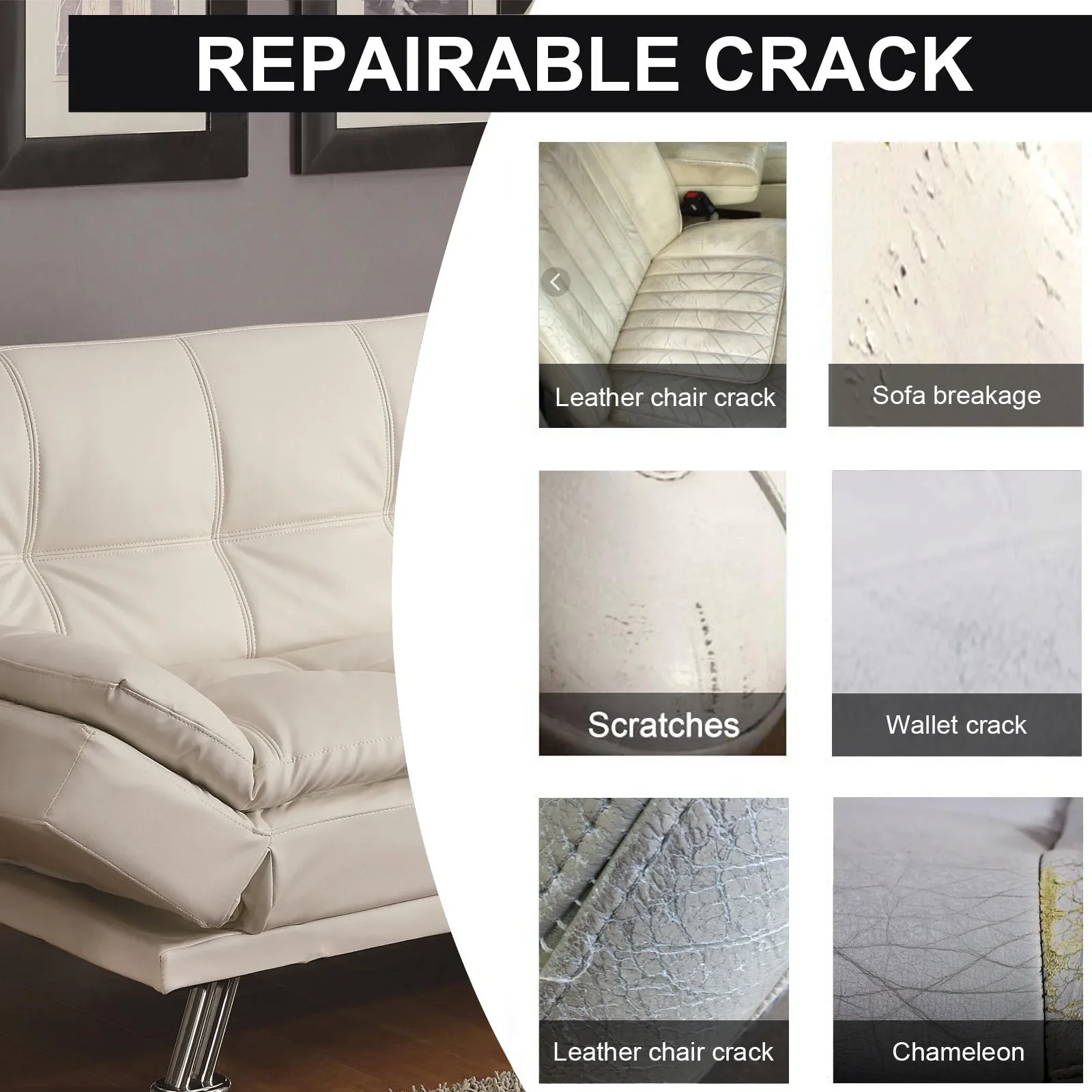 Leather Repair Gel Sofa Seat Leather Supplement Refurbish Cream Repair Paste Color Chair Table Repair Scratches Cracks 20ml