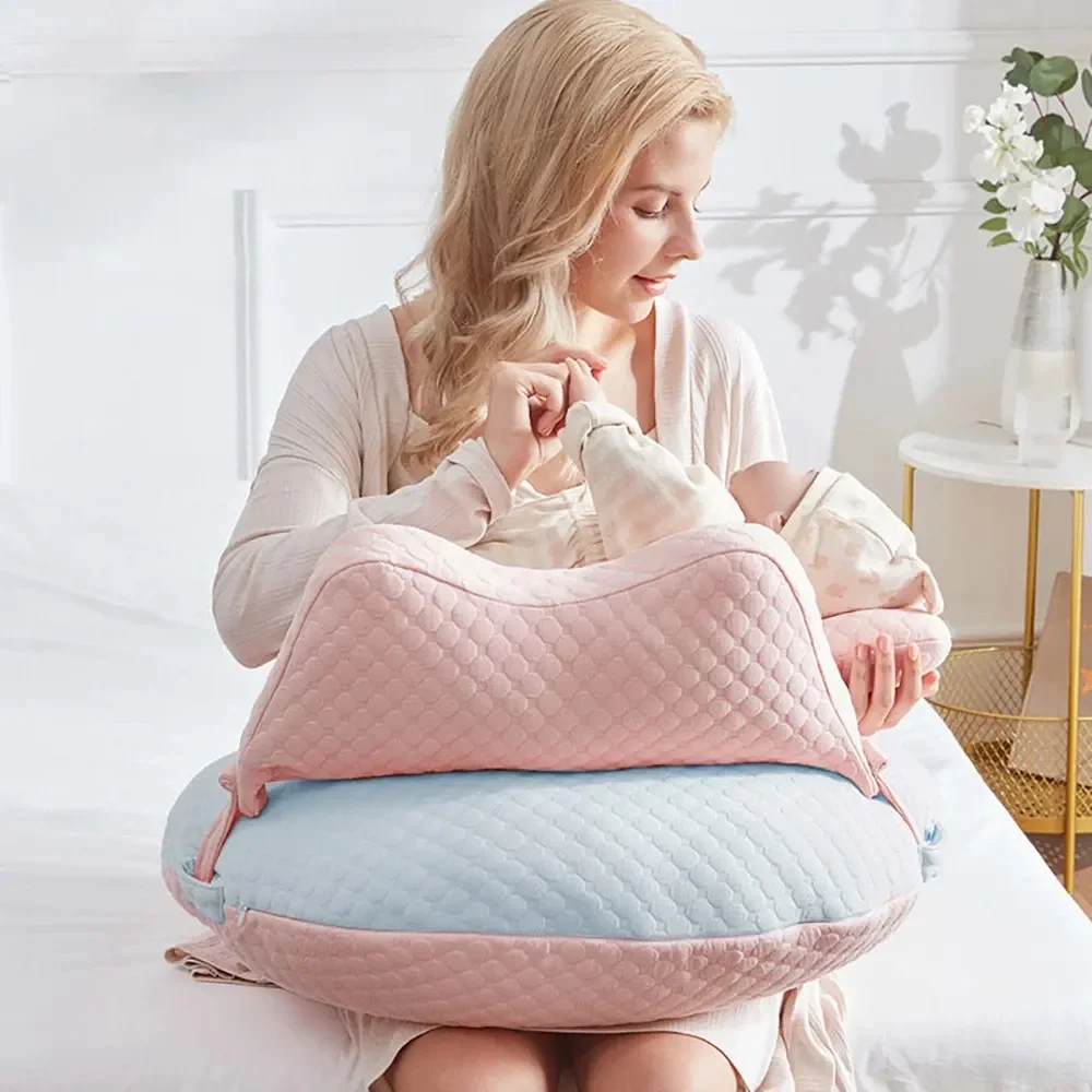 Breastfeeding Pillow Anti Spit Milk Pad Fence Protection Detachable Newborn Baby Anti-Roll Cushion Pink Infant Nursing Pillow