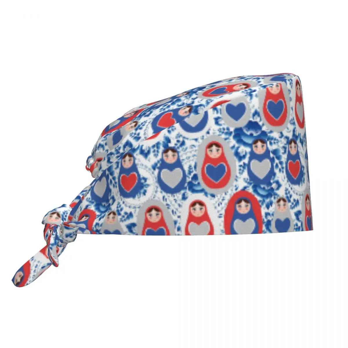 

Custom Russian Matryoshka With Hearts Working Cap Surgical Hats Babushka Dall Operating Room Cap Operator Hats Lab Works Hat