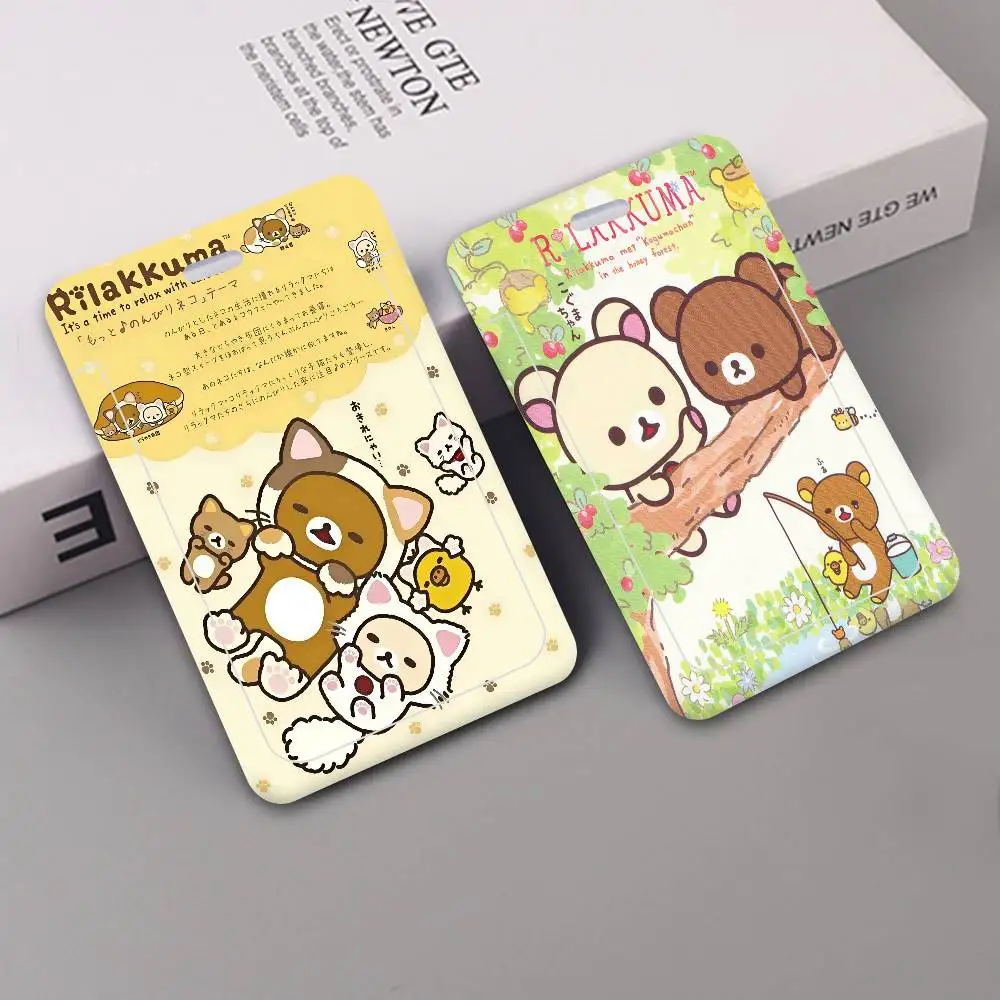 

Cartoon Rilakkuma Bus Pass Card Sleeve Bank Business Work Card Holder Plastic ID Tag Name Badge Holder Nurse Work Protector