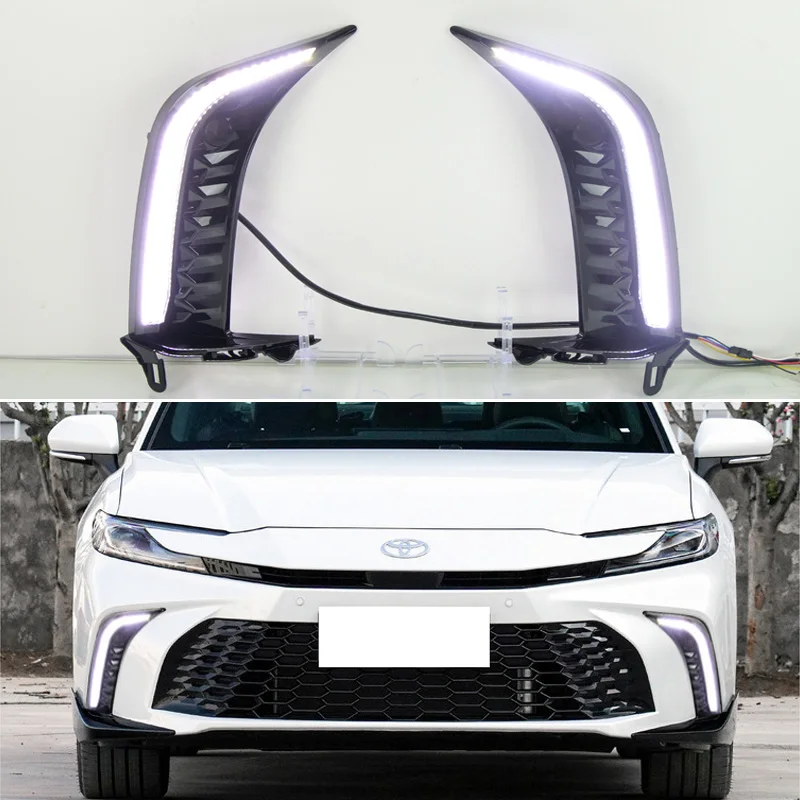 For Toyota Camry SE XSE 2024 Dynamic Turn Signal Waterproof ABS Car DRL 12V LED Daytime Running Light LED Fog Lamp Decoration