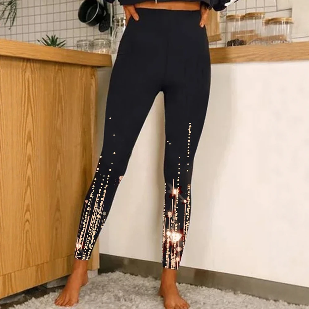 

Женские тонкие леггинсы до щиколотки с высокой талией, осенне-зимние повседневные леггинсы с графическим принтом, модные уличные леггинсы