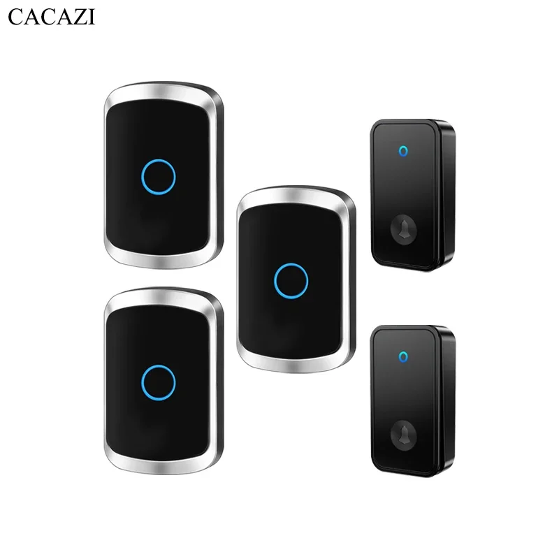 CACAZI Wireless Doorbell No Battery required Waterproof Self-Powered Door bell Sets Home Outdoor Kinetic Ring Chime Doorbell