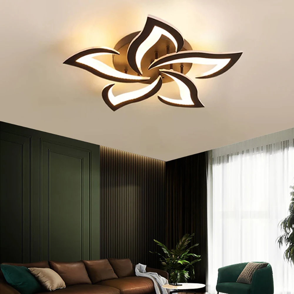 Modern LED Ceiling Light Creative Petal Shaped Black White For Bedroom Living Room Restaurant Hotel Home Decorative Lighting