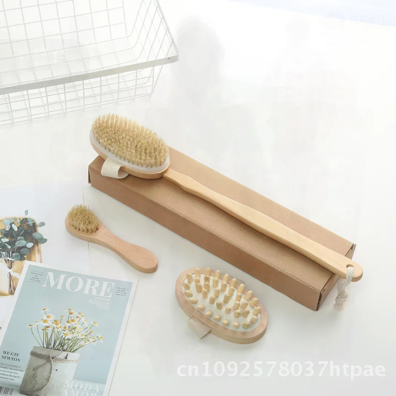 

Wooden Bath Brush Set for Home Use Three-Piece Full-Body Cleaning Kit Factory Direct Sales