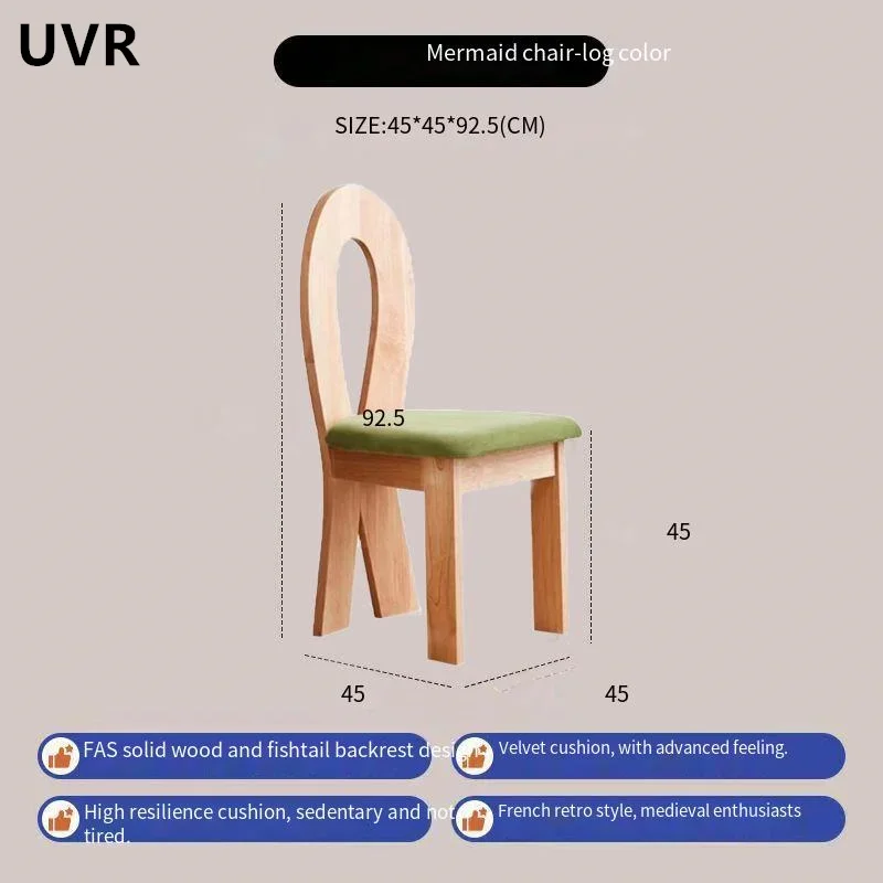 

UVR Vintage Dining Chairs Scandinavian Mermaid Chair Makeup Backrest Chairs Kitchen Dining Table Chairs Hotel Restaurant Chairs