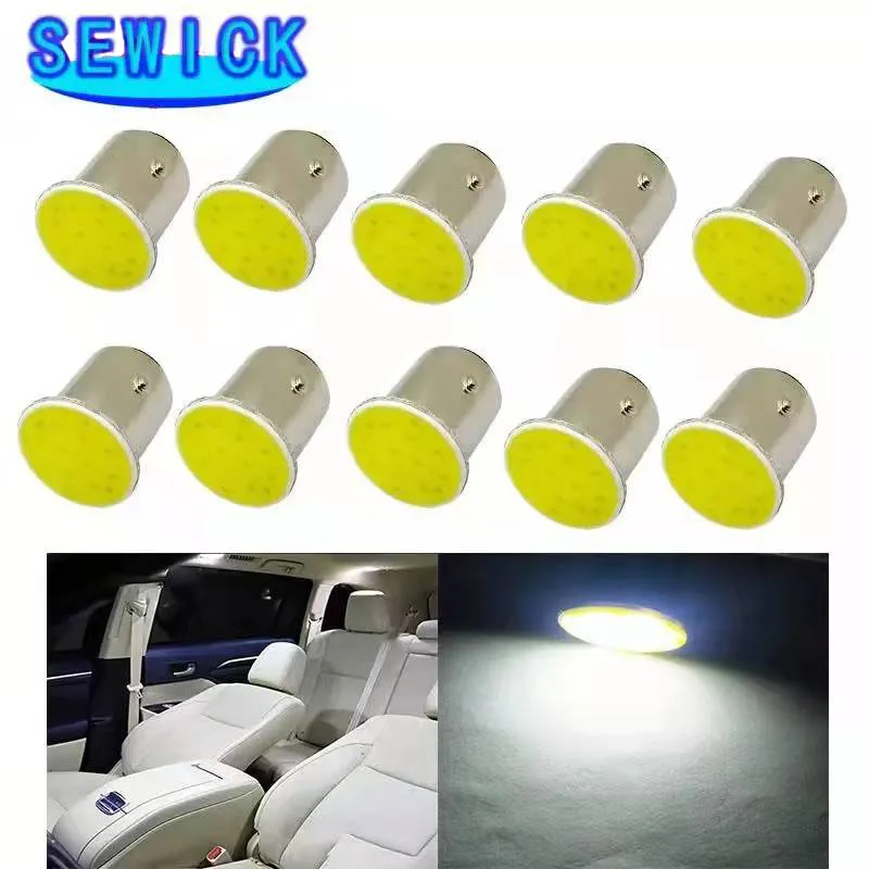 Bombilla de señal LED COB para coche, lámpara de freno de estacionamiento inverso, superbrillante, P21W, 100, BAY15D, 1157, Ba15S, 12V, 12SMD, 1156 Uds.