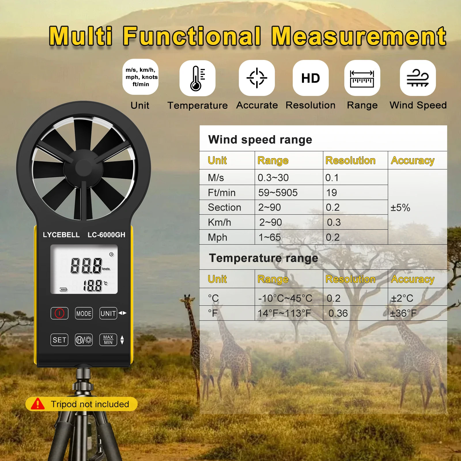 Waterproof&5 Units Switch Hand - огляд і ціна Anemometer Wind Speed