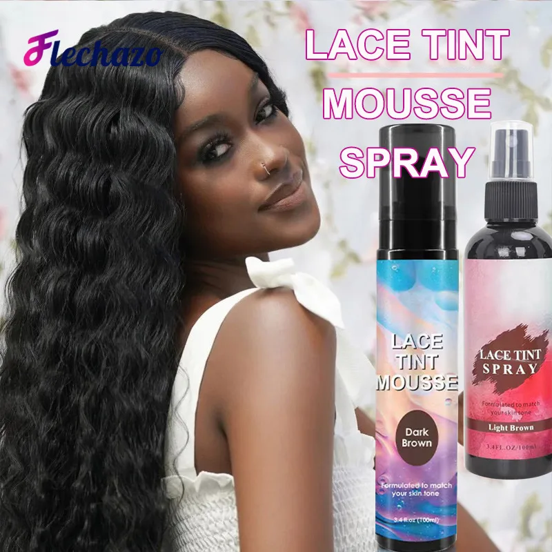 Lace Tint Spray Waterproof Wig Tinted Mousse Foam For Toupees Light Medium Brown Wig Knots Healer Quick Dry Lace Dye Tools 100ML